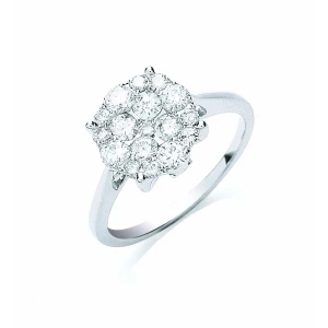 18ct White Gold 0.75ct Cluster Diamond Ring